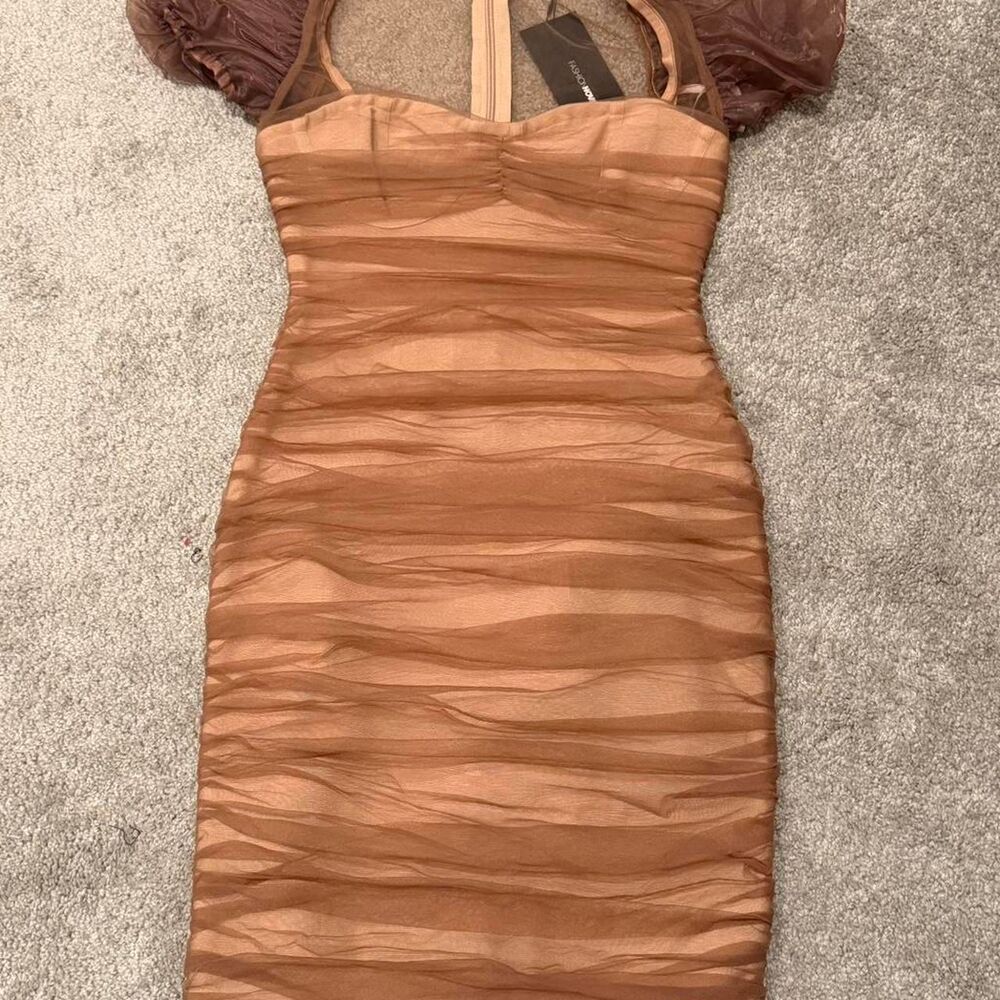 Fashion-nova Women's Brown and Tan Dress